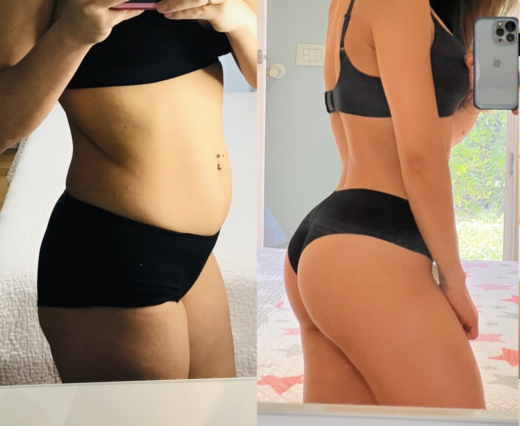 Mi propia transformación, antes y después, vista lateral